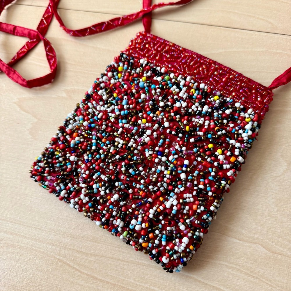 Beaded Red Crossbody Bag